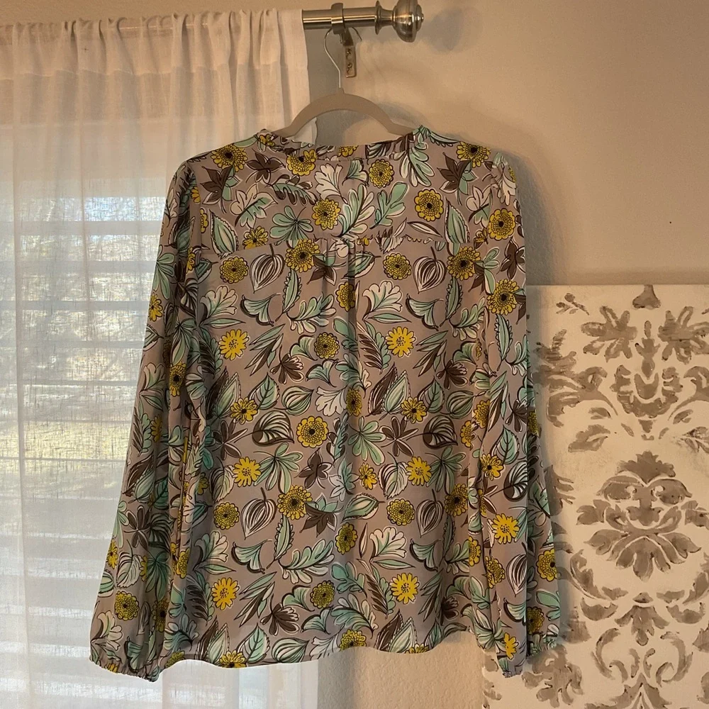 LOFT Outlet Floral Blouse - Yellow and Green - Picture 3 of 4